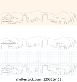 Anchorage Hand Drawn Profile Skyline