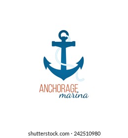 Anchorage marina - logo template with anchor