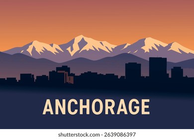 The Anchorage skyline at dusk, with the majestic Alaskan mountains in the background, offers a stunning contrast between the urban landscape and the vast wilderness of the North