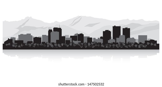 Anchorage USA city skyline silhouette vector illustration