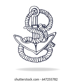 anchor,design, vector, freehand drawing, white background