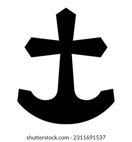 Anchored cross on white background