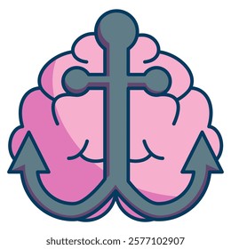 Anchoring Icon - Lineal Color Style - Cognitive Biases Theme