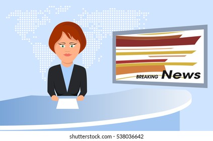 anchorman of television news illustration