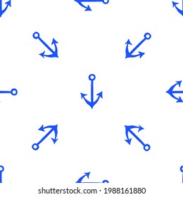 The anchors are blue on a white background.Pattern for textiles, background, packaging paper, wallpaper, background.