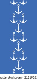 Anchors blue and white vertical border seamless pattern background