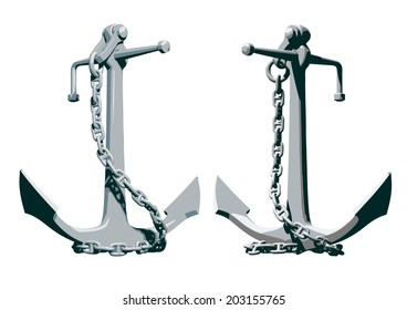 Anchors with chains. Vector illustration