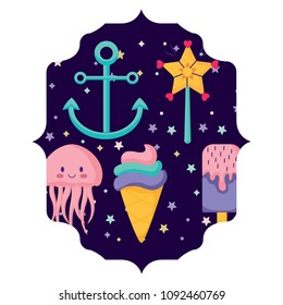 anchors and ice creams pattern