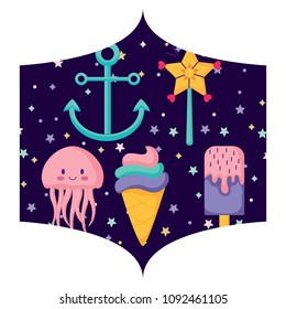 anchors and ice creams pattern