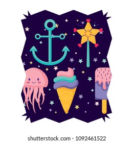 anchors and ice creams pattern