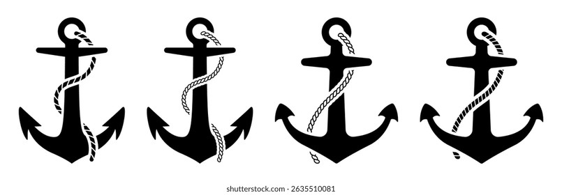 Anchors icon set isolated on white background