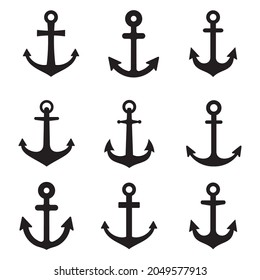 	
Anchors icon set. Nautical signs. vector illustration