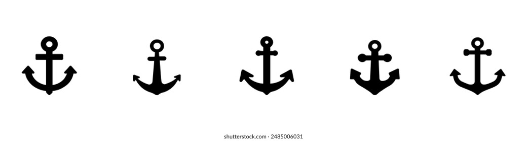 Anchors icon set. Nautical signs. Anchor icon. Anchor Flat icon symbol Vector. Anchor icon set. Anchor symbol set. Vector Illustration. Vector Graphic. EPS 10