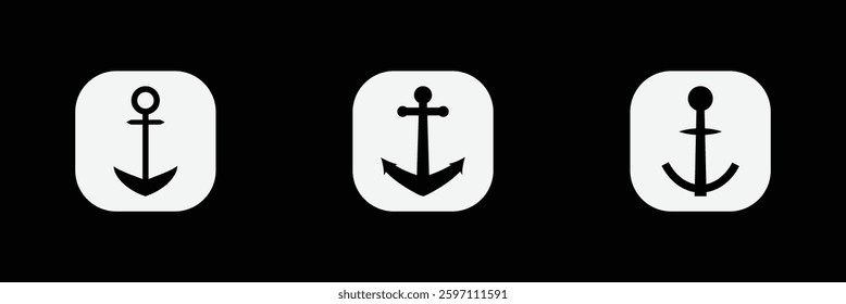 Anchors icon set. Nautical signs. Anchor icon. Anchor Flat icon symbol Vector. Anchor icon set. Anchor symbol set.
