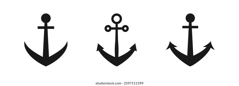 Anchors icon set. Nautical signs. Anchor icon. Anchor Flat icon symbol Vector. Anchor icon set. Anchor symbol set.