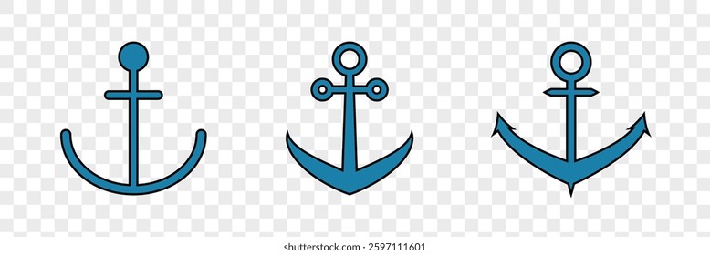 Anchors icon set. Nautical signs. Anchor icon. Anchor Flat icon symbol Vector. Anchor icon set. Anchor symbol set.