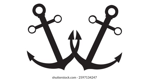 Anchors icon set. Nautical signs. Anchor icon. Anchor Flat icon symbol Vector. Anchor icon set. Anchor symbol set. Vector Illustration.