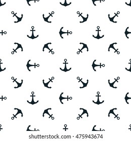 Anchors isolated on white background. Vector illustration. Seamless pattern