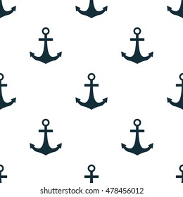 Anchors isolated on white background. Vector illustration. Seamless pattern