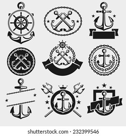 Anchors label and element set. Vector