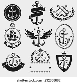 Anchors label and element set. Vector