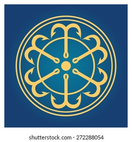 Anchors on blue background. Vector illustration. EPS 10.