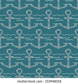 Anchors on a dark background. Seamless background