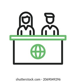 Anchors on News Desk icon vector image. Can also be used for Physical Fitness. Suitable for mobile apps, web apps and print media.