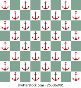Anchors on the square background. Vector illustration. Seamless illustration