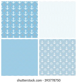 Anchors with Rudder backgrounds.Vector seamless pattern.