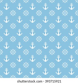 Anchors with Rudder background.Vector seamless pattern.
