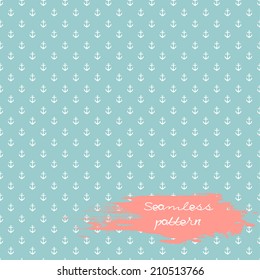 Anchors seamless pattern in blue color
