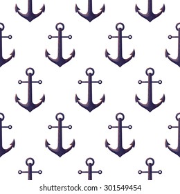 Anchors seamless pattern. Retro marine background