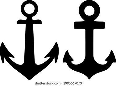 Anclas para barcos en el set. Imagen vectorial.