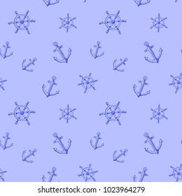  anchors and steering wheels seamless pattern