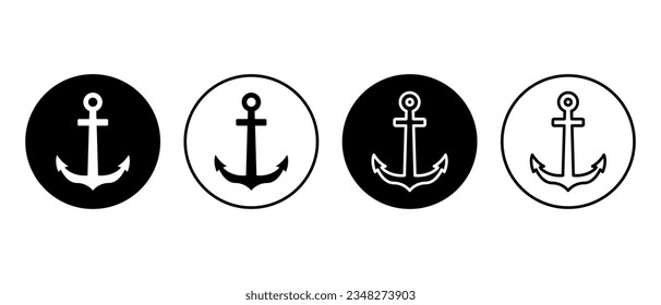 Anchors vector icon set. Nautical symbol in circle