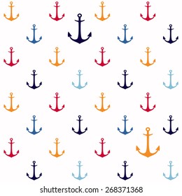 Anchors. White background. Seamless vector pattern