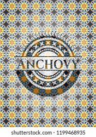 Anchovy arabesque emblem background. arabic decoration.