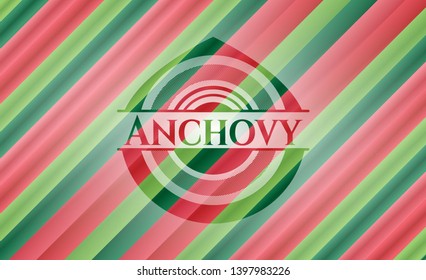 Anchovy christmas emblem background. Vector Illustration. Detailed.