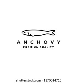 anchovy fish logo vector icon seafood illustration 