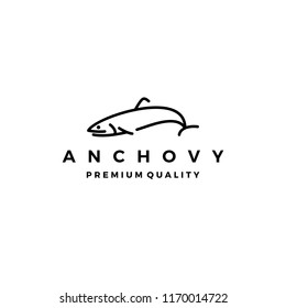 anchovy fish logo vector icon seafood illustration