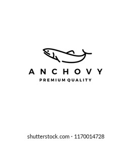 anchovy fish logo vector icon seafood illustration
