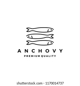 anchovy fish logo vector icon seafood illustration