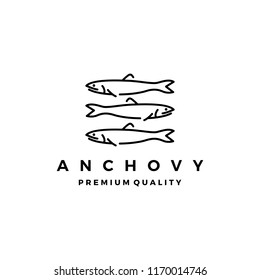 anchovy fish logo vector icon seafood illustration