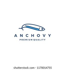 anchovy fish logo vector icon seafood illustration