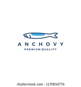 anchovy fish logo vector icon seafood illustration