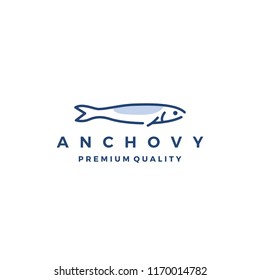 anchovy fish logo vector icon seafood illustration