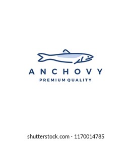 anchovy fish logo vector icon seafood illustration