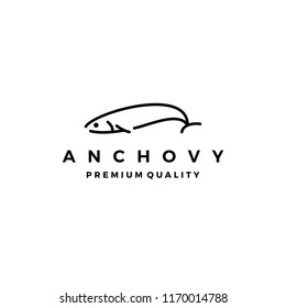 anchovy fish logo vector icon seafood illustration
