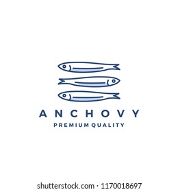 anchovy fish logo vector icon seafood illustration